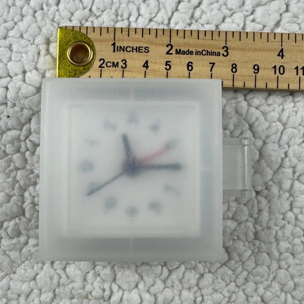 Vintage Translucent Frosted Plastic Folding Travel Alarm Clock Square Minimalist
